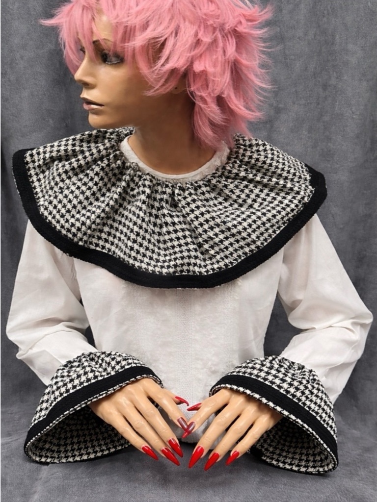 Vintage Houndstooth Clown Costume Ruffle Collar + Cuffs Alabama Ua